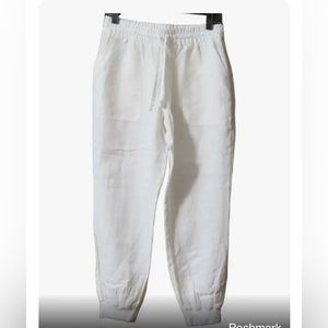 Magaschoni white linen joggers brand new with tag size L